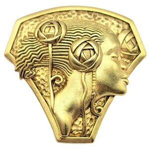 Willitts Designs Gold Tone Art Nouveau Style Ebony Visions Pendant Brooch Signed